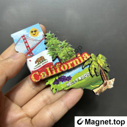 Aimant Frigo Californie - Souvenir États-Unis - Bois