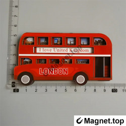 Aimant de Frigo London - Bus Double-Decker Rouge - Souvenir d'Angleterre