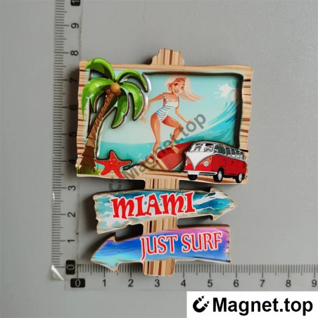 
    Magnet frigo Miami - Souvenir de voyage en bois
