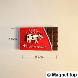 Aimant Frigo 3D Suisse - Vache et Chocolat - Souvenir de Voyage