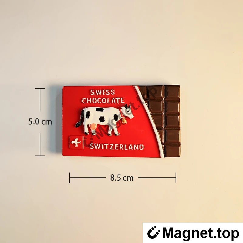 Aimant Frigo 3D Suisse - Vache et Chocolat - Souvenir de Voyage